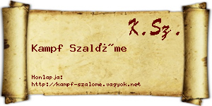 Kampf Szalóme névjegykártya